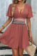Boho Solid Color Patchwork V Neck Waist Skirt Dresses