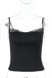 Sexy Solid Color Lace V Neck Tops