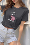 Daily Cartoon Print Letters O Neck T-Shirts