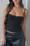Sexy Solid Color Lace V Neck Tops