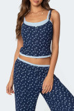 Casual Geometric Print Pocket U Neck Sleeveless Two Pieces