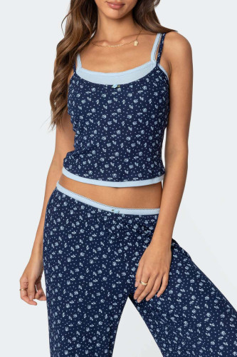 Casual Geometric Print Pocket U Neck Sleeveless Two Pieces