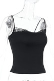 Sexy Solid Color Lace V Neck Tops