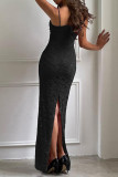 Sexy Solid Color Lace Hollow Out Square Neck Lace Dress Dresses