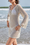 Sexy Solid Color Hollow Out Flower Shape Swimwears Cover Up