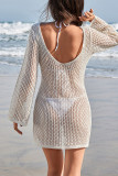 Sexy Solid Color Hollow Out Flower Shape Swimwears Cover Up