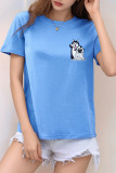 Casual Cartoon Print O Neck T-Shirts