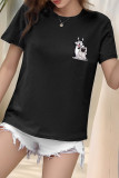 Casual Cartoon Print O Neck T-Shirts