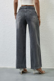 Casual Gradient Distressed Pocket High Waist Straight Denim Jeans