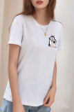 Casual Cartoon Print O Neck T-Shirts