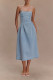 Sexy Solid Color Distressed Patchwork Sleeveless Denim Dresses