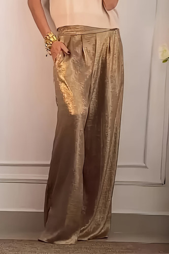 Casual Solid Color Pocket Ruched Loose High Waist Solid Color Bottoms