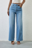 Casual Gradient Distressed Pocket High Waist Straight Denim Jeans