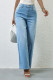 Casual Gradient Distressed Pocket High Waist Straight Denim Jeans