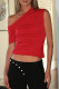 Sexy Solid Color Irregular Sloping Shoulder T-Shirts