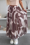 Elegant Geometric Print Contrast Loose High Waist Type A Full Print Bottoms
