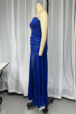Sexy Solid Color Ruched Strapless Evening Dresses