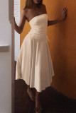 Sexy Solid Color Bow Decor Strapless Strapless Dresses