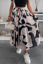 Casual Geometric Print Mesh Loose High Waist Type A Full Print Bottoms