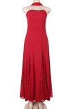 Sexy Solid Color Lace ribbon Strapless Strapless Dresses
