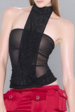 Sexy Solid Color Hot Drill Halter Tops