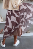 Elegant Geometric Print Contrast Loose High Waist Type A Full Print Bottoms