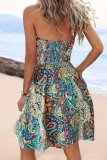 Casual Geometric Print Patchwork Halter A Line Dresses