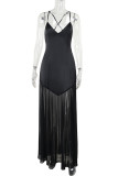 Sexy Solid Color Mesh V Neck Sling Dresses