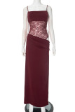Sexy Solid Color Lace Lace Up Square Neck One Step Skirt Dresses