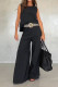 Casual Solid Color Buttons O Neck Sleeveless Two Pieces