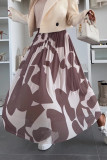 Elegant Geometric Print Contrast Loose High Waist Type A Full Print Bottoms