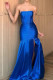 Sexy Solid Color Ruched Strapless Evening Dresses