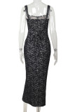 Sexy Solid Color Lace Square Neck Lace Dress Dresses