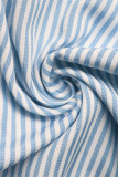 Street Stripe Draw String Pocket Contrast Loose High Waist Straight Full Print Bottoms