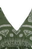 Vacation Geometric Print Contrast V Neck Sleeveless Dresses