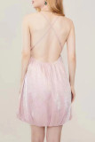 Sexy Solid Color Backless Ruched Sequined V Neck Bud Dresses
