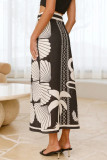 Vacation Geometric Print Irregular Contrast Loose High Waist Full Print Bottoms