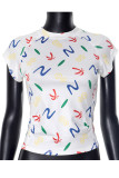 Casual Graffiti Print Contrast O Neck T-Shirts