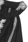 Casual Stripe Lace Up Tassel Contrast O Neck Tops