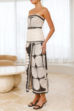 Casual Geometric Print Contrast Strapless Sleeveless Two Pieces