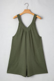Casual Solid Color Pocket V Neck Loose Rompers