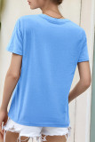 Daily Solid Color Patchwork O Neck T-Shirts