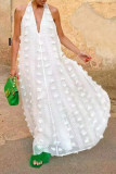 Sexy Solid Color Backless Flower Shape Halter Long Dresses