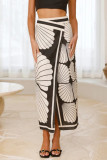 Vacation Geometric Print Irregular Contrast Loose High Waist Full Print Bottoms