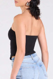 Sexy Solid Color Hollow Out Bow Decor Strapless Tops
