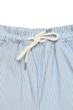 Street Stripe Draw String Pocket Contrast Loose High Waist Straight Full Print Bottoms