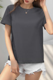Daily Solid Color Patchwork O Neck T-Shirts