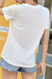 Daily Solid Color Patchwork O Neck T-Shirts