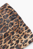 Sexy Leopard Sequins Slit Strapless Long Dresses