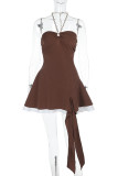 Sexy Solid Color Chains Irregular Halter Sleeveless Dresses